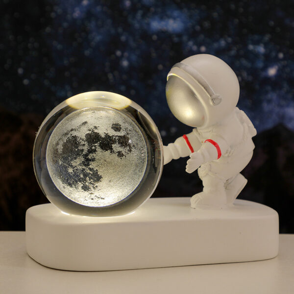 Glowing Planetary Galaxy Astronaut Crystal Ball Night Lights USB Power Warm Bedside Light Brithday Gift Night Lamp - Image 2