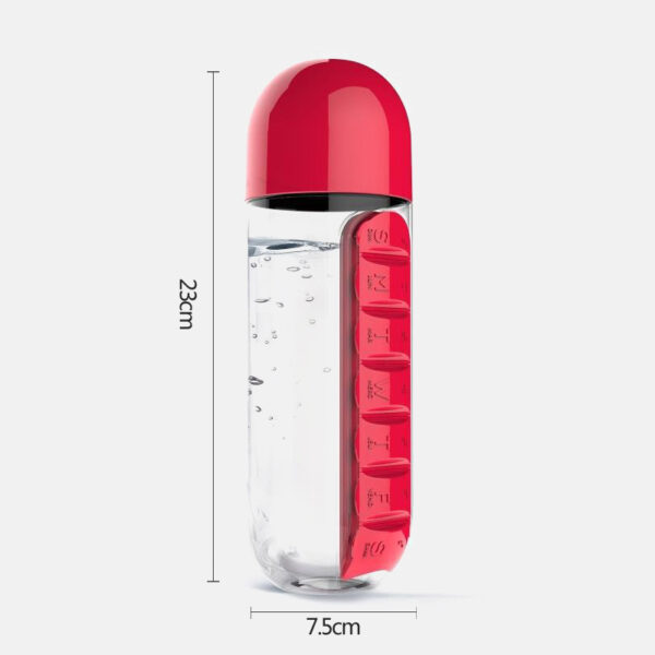 Water Bottle With Pillbox Plastic Drink Bottle With Medicine Pills Box Travel 7 Days Drug Organizer Drinking Container - Image 2