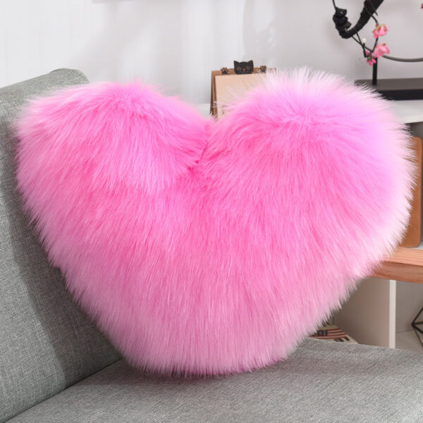 Throw Pillows Heart Shape Long Plush Fluffy Shaggy Cushion Cover Sofa Cushions Decorative Pillow Covers Pillowcase White - Image 5