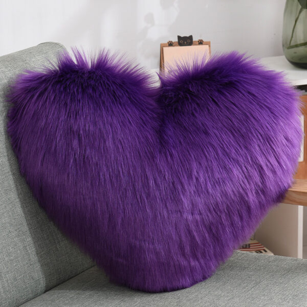 Throw Pillows Heart Shape Long Plush Fluffy Shaggy Cushion Cover Sofa Cushions Decorative Pillow Covers Pillowcase White - Image 7