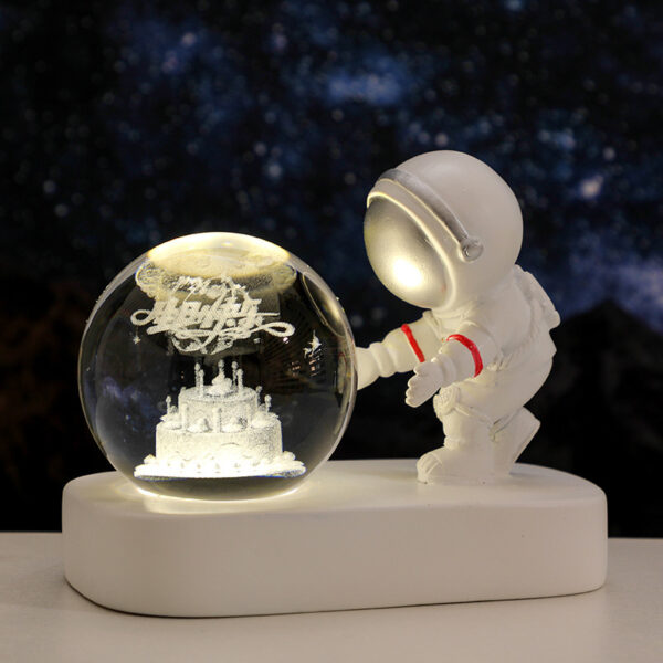 Glowing Planetary Galaxy Astronaut Crystal Ball Night Lights USB Power Warm Bedside Light Brithday Gift Night Lamp - Image 3