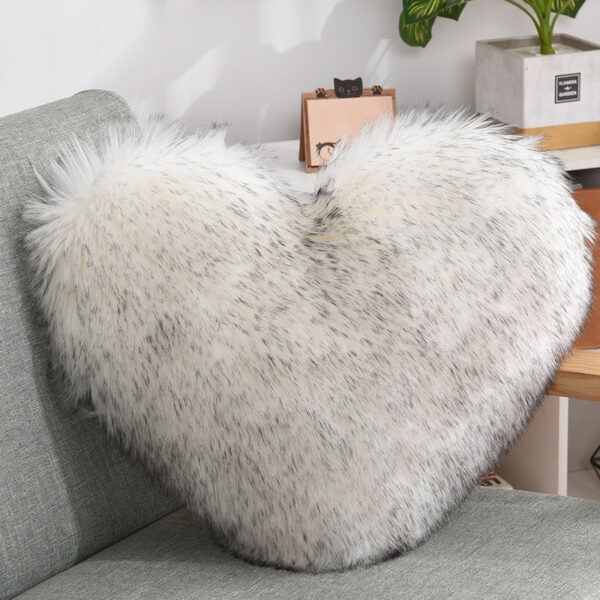 Throw Pillows Heart Shape Long Plush Fluffy Shaggy Cushion Cover Sofa Cushions Decorative Pillow Covers Pillowcase White - Image 10