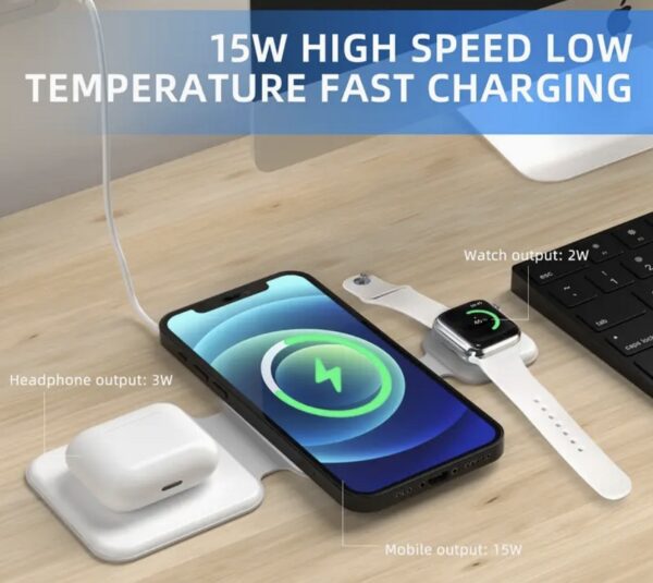 3 In 1 Magnetic Foldable Wireless Charger Charging Station Multi-device Folding Cell Phone Wireless Charger Gadgets - Image 10