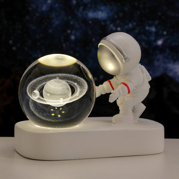 Glowing Planetary Galaxy Astronaut Crystal Ball Night Lights USB Power Warm Bedside Light Brithday Gift Night Lamp - Image 4