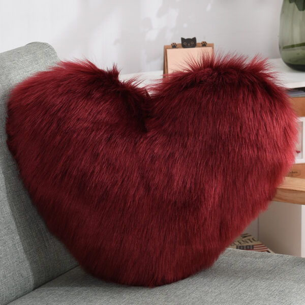 Throw Pillows Heart Shape Long Plush Fluffy Shaggy Cushion Cover Sofa Cushions Decorative Pillow Covers Pillowcase White - Image 6