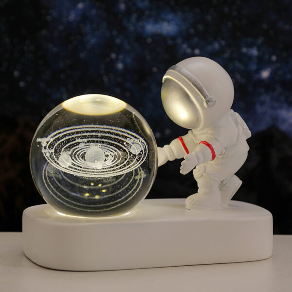 Glowing Planetary Galaxy Astronaut Crystal Ball Night Lights USB Power Warm Bedside Light Brithday Gift Night Lamp - Image 10