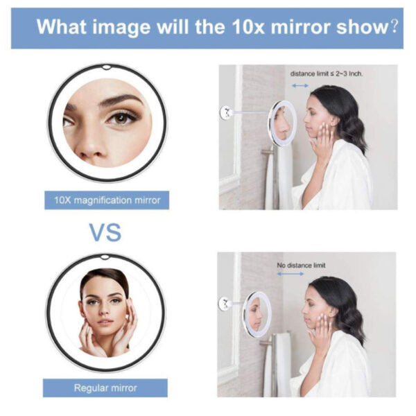 360 Swivel 10x Magnifying Bright LED Lighted Makeup Mirror - Image 2