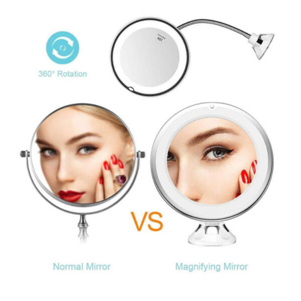 360 Swivel 10x Magnifying Bright LED Lighted Makeup Mirror - Image 5