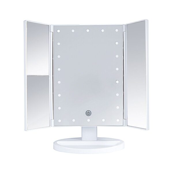 Three-sided Foldable Magnifying Desktop Makeup Mirror With Lamp - Image 6